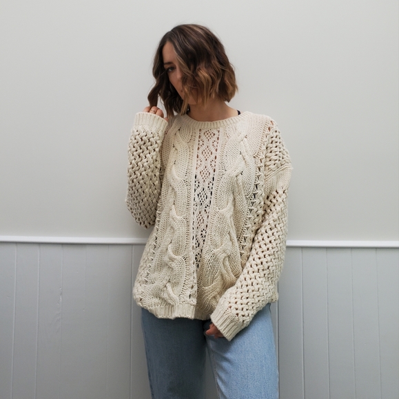 Chunky Knit Cream Sweater - Picture 3 of 5